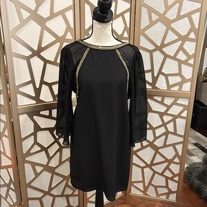 BCBGeneration Backless Black Dress with Gold Trim